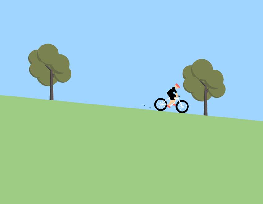 html5绘制坡度骑自行车动画特效