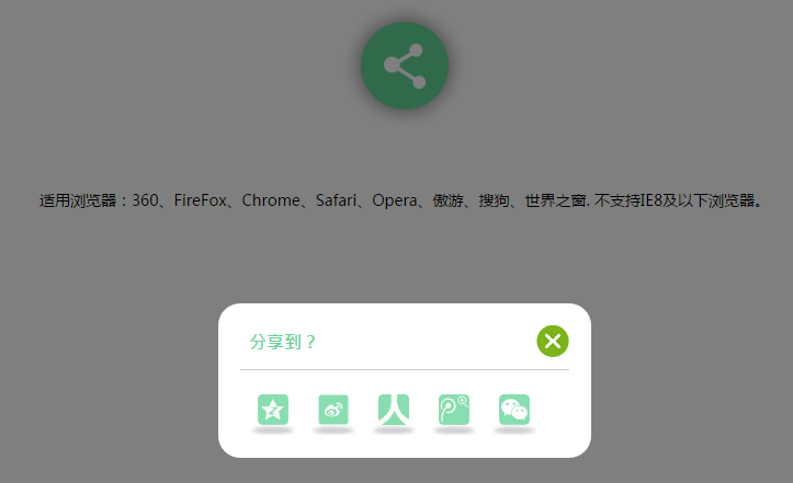jQuery网页弹出层分享按钮插件