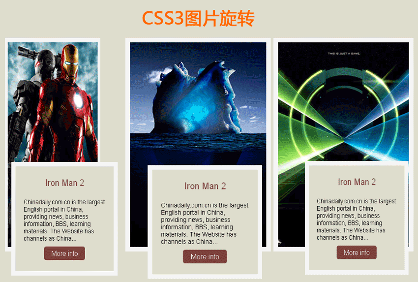 CSS3图片旋转鼠标悬停360度图片旋转特效