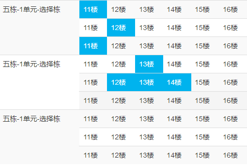 jquery房屋楼层选择代码