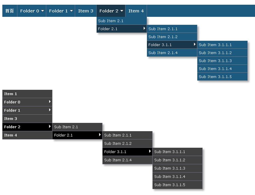 两款jquery下拉导航菜单支持多级的下拉导航菜单代码